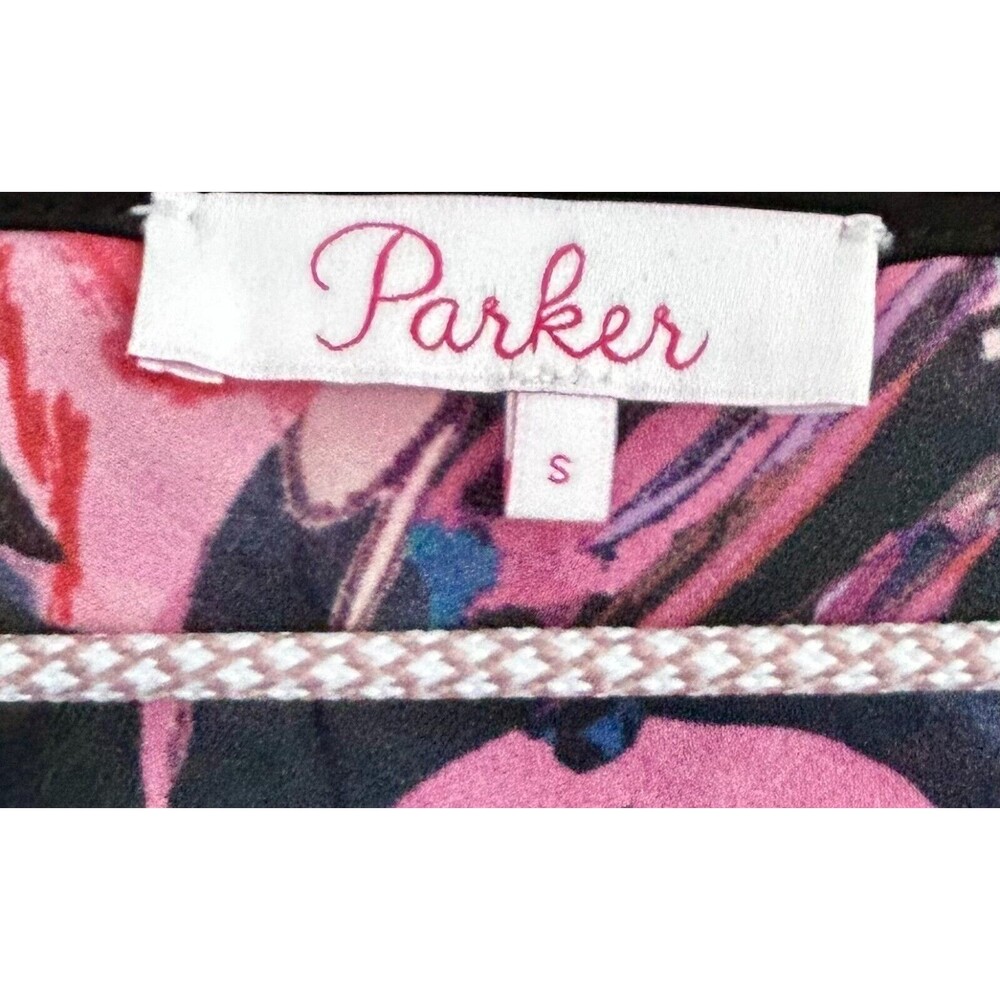 Parker Peony Dreams Flutter Sleeve Ruffle Collar Silk Chiffon Blouse Top Small - Picture 3 of 4